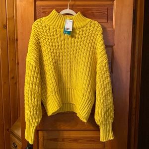 Oversized cropped turtleneck sweater